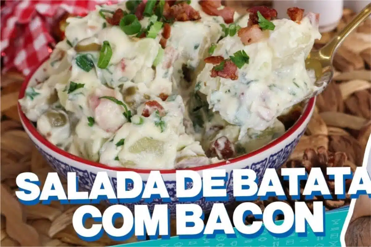 Salada de batata com bacon